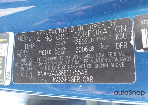 2014 Kia Forte Ex from USA, damaged, VIN KNAFZ4A86E5175548